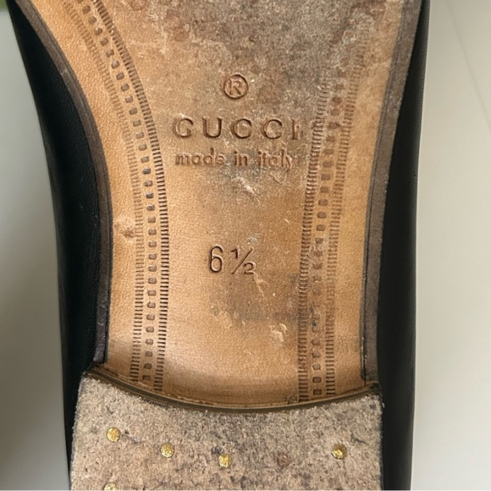 Gucci Black Leather Jordaan Web Trimmed Horsebit  Collapsible Heel Loafer IT 6.5 - Picture 8 of 10